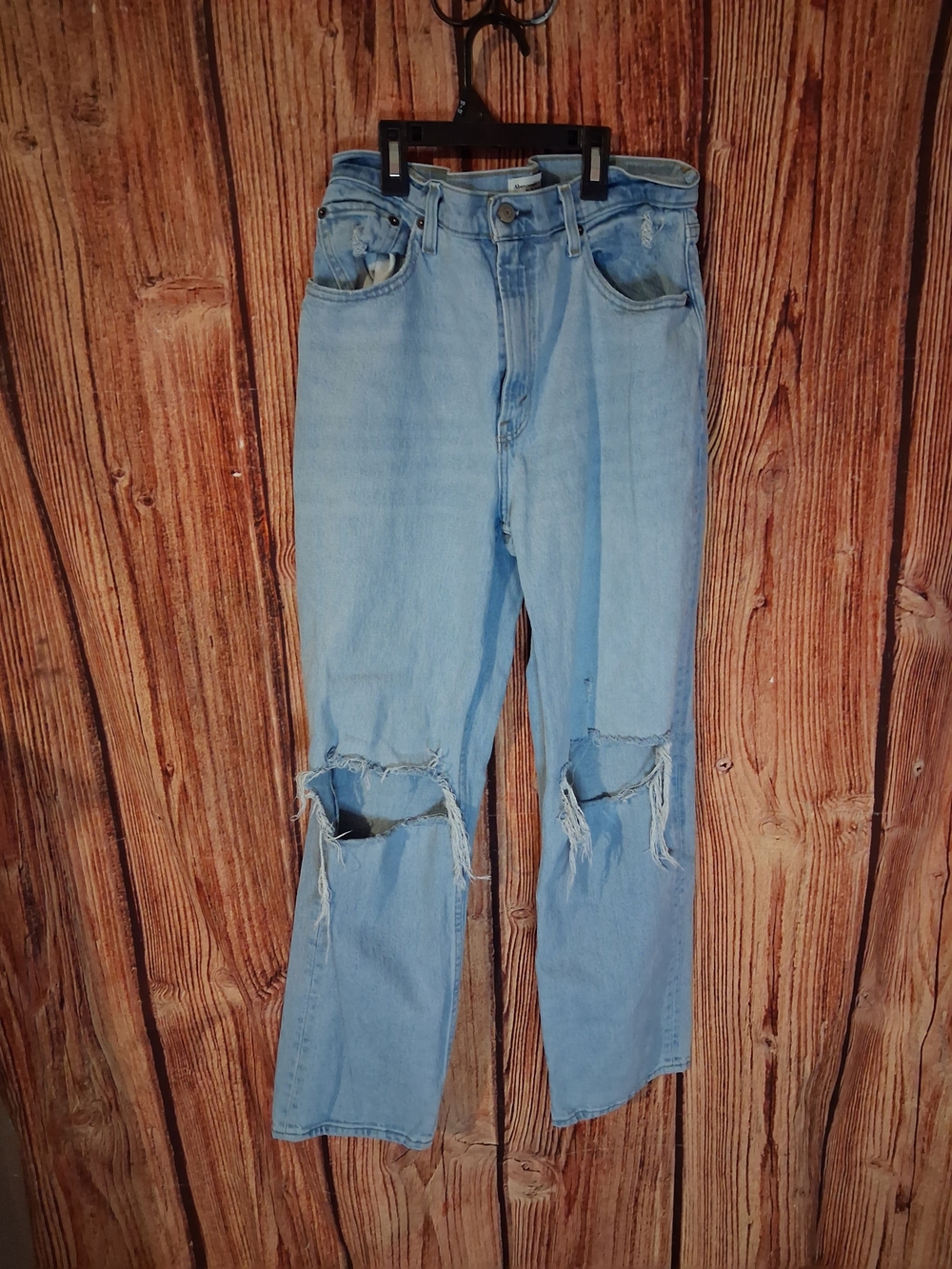 Abercrombie & Fitch Light Blue Distressed Straight-Leg Jeans